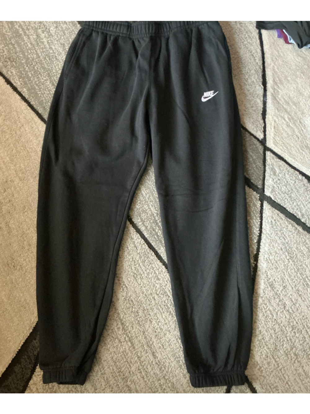 Size Large - Nike Logo Black Cotton Blend Pocketed Sweatpants